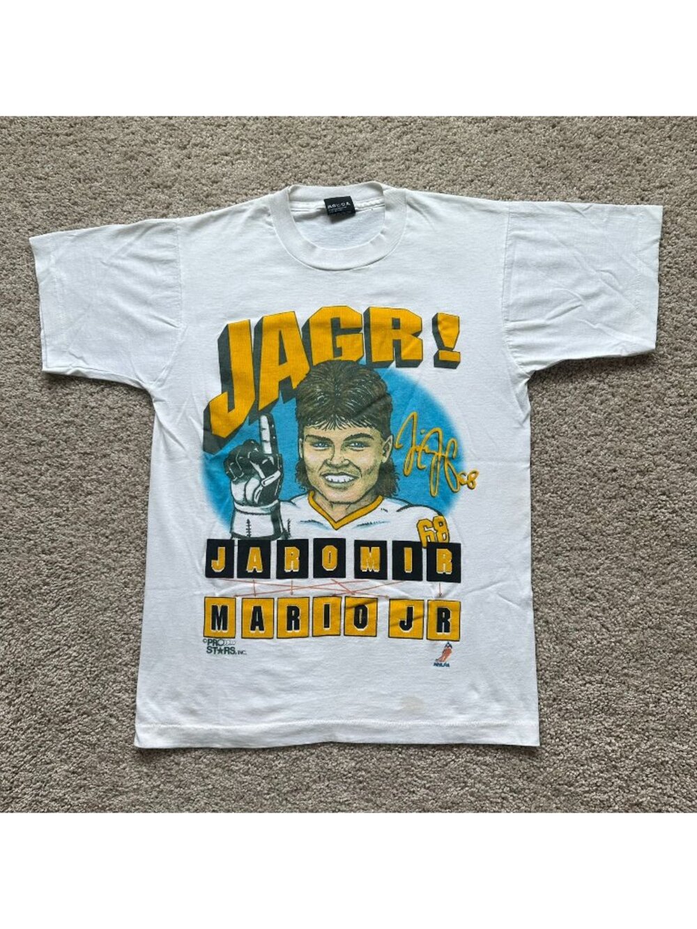 Vintage 90s Jaromir Jagr Caricature T-Shirt Pittsburgh Penguins Single Stitch